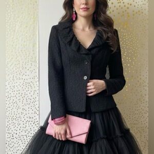 Sunny Leigh Black Lace Blazer with Floral Overlay size XL